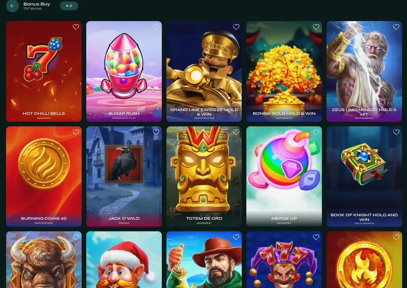 Игровой интерфейс казино Комета